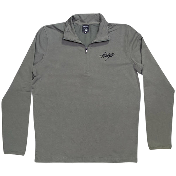 Pine green Allegiance Classic Quarter Zip Performance Jacket with embroidered script logo on left chest